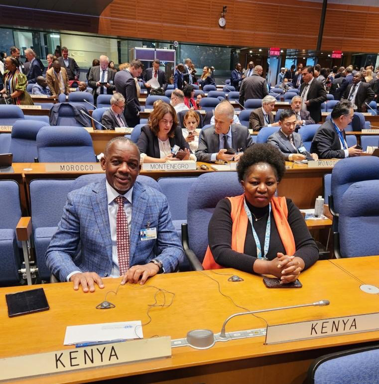 Capt. Bootsy Mutiso, a board member with #KCAA, accompanied with Kenya representative to @ICAO, Charity Musila, following proceedings during the #ICAO41 Assembly in Montreal.